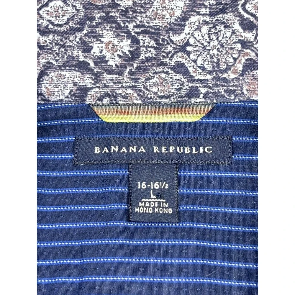 Banana Republic Shirt Mens L Gray Paisley Cotton Long Sleeve Button Up Casual